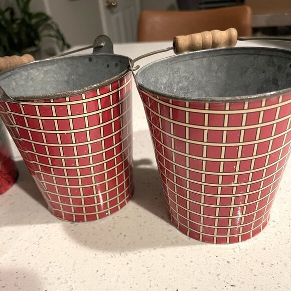 Set of Five NEW Primitive Mini Christmas Buckets - Creative Co-op Brand - Picture 4 of 5